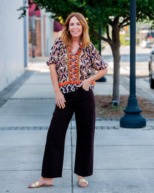 Melody Brown Floral Print Top