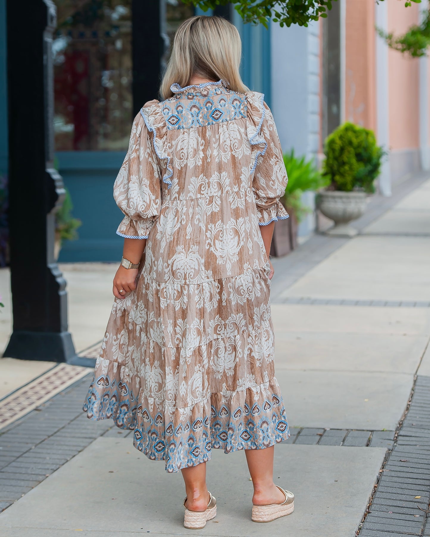 Mary Beth Ruffle Sleeve Midi Dress