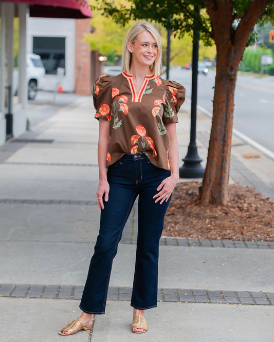 Poppies Brown Short Sleeve Shirt