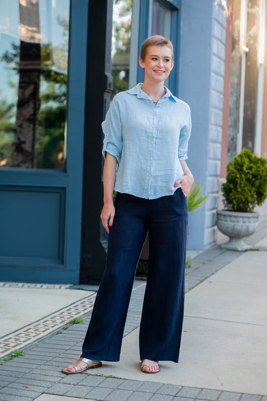 Island Life Linen Shirt - Blue