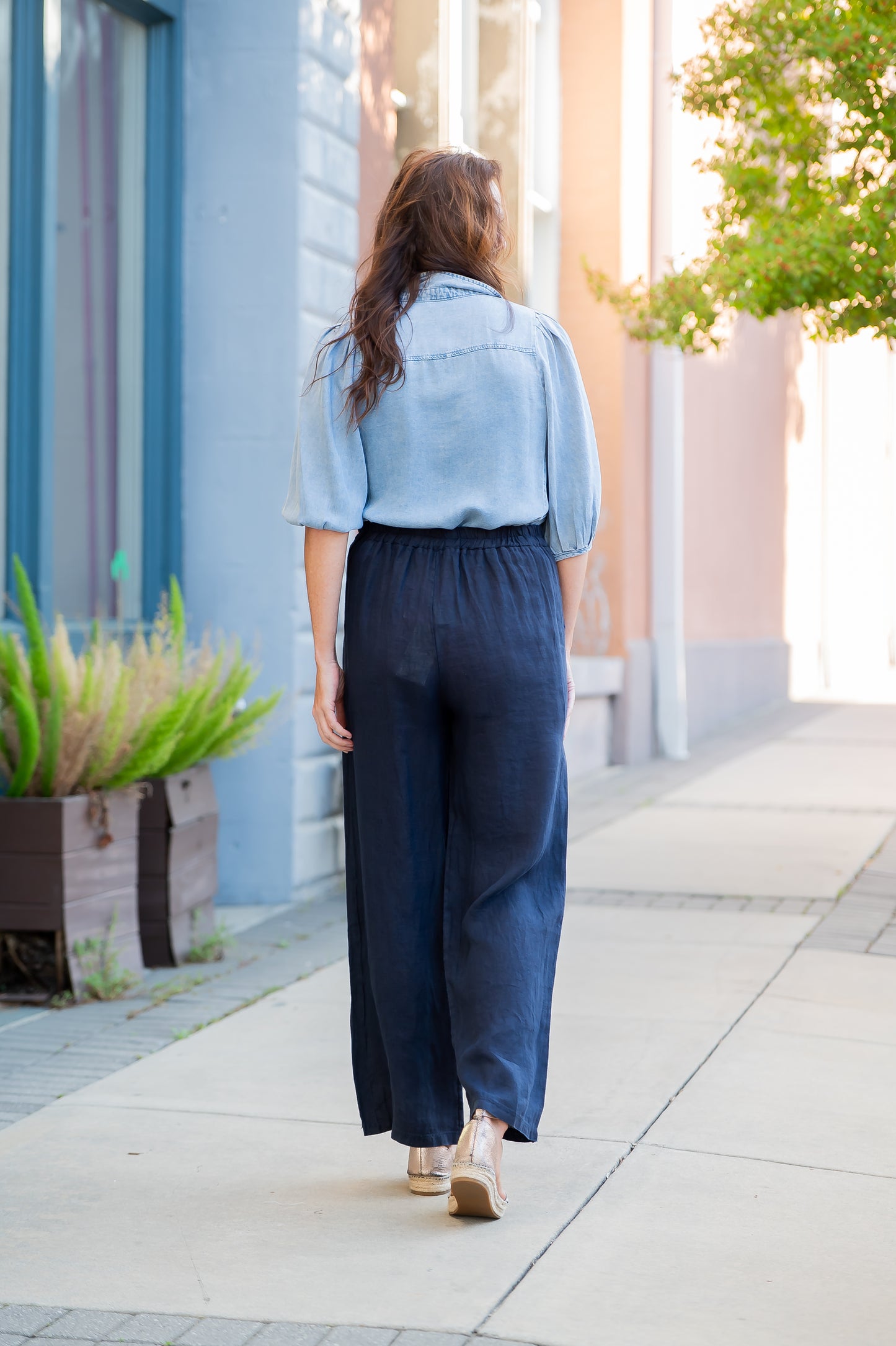 Claire Chambray Puff Sleeve Top