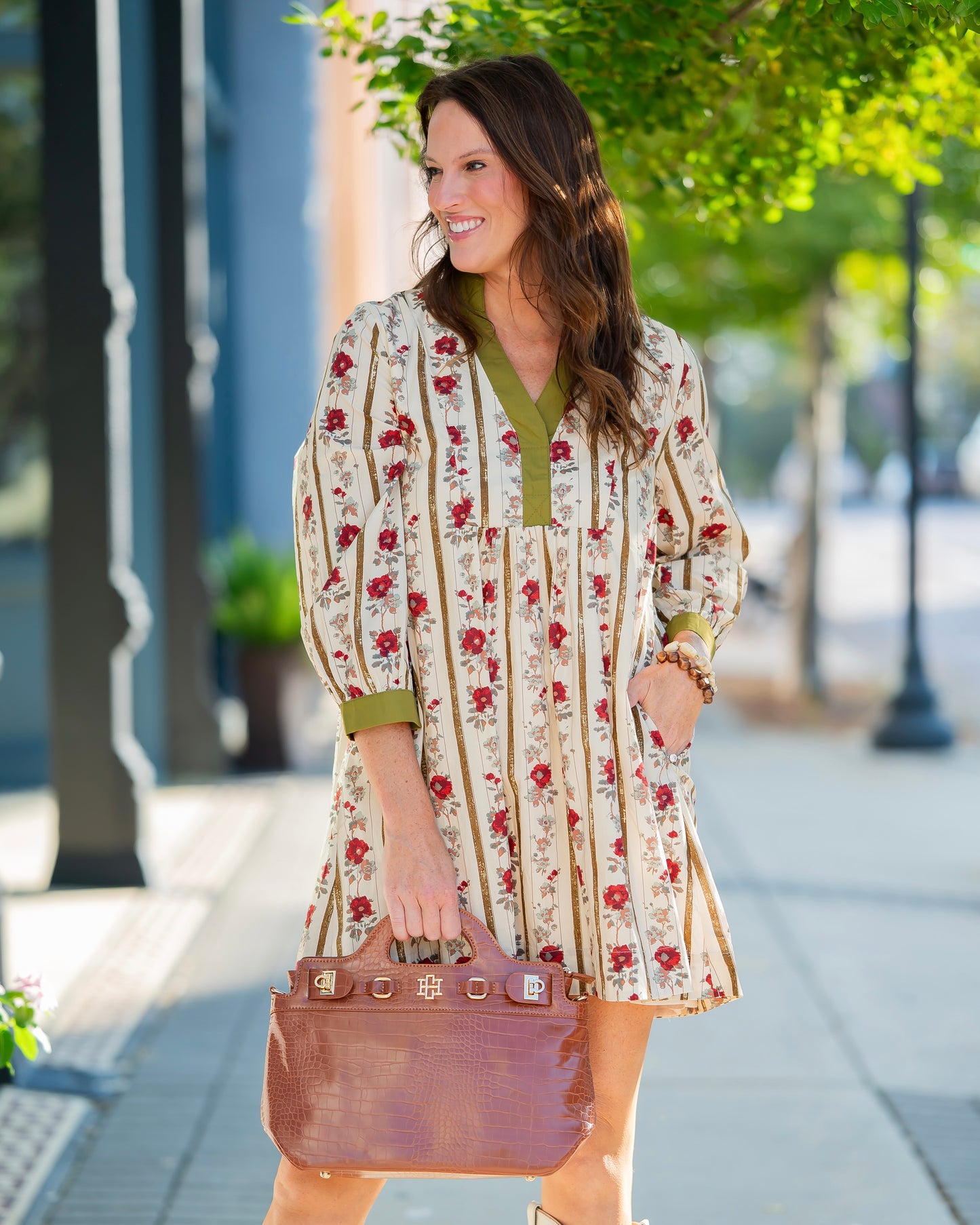 Saint Louis Floral Dress - Olive