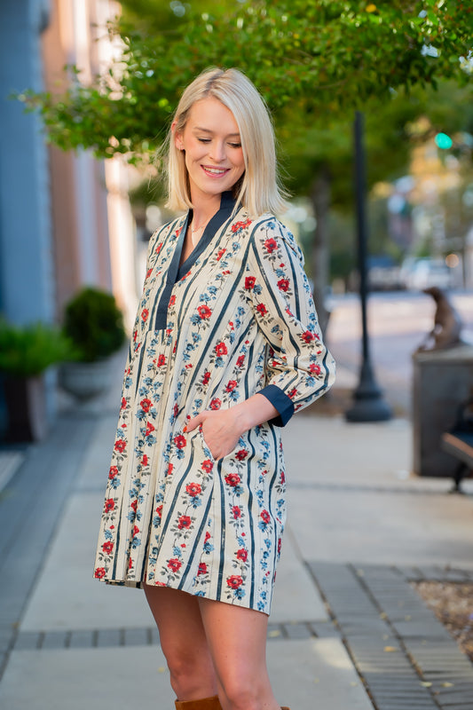 Saint Louis Floral Dress - Navy