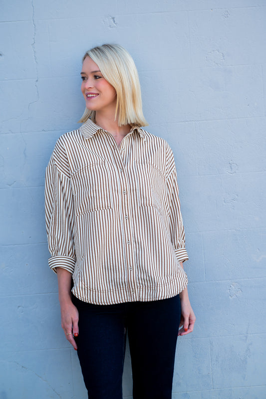 Bradford Stripe Top- Brown