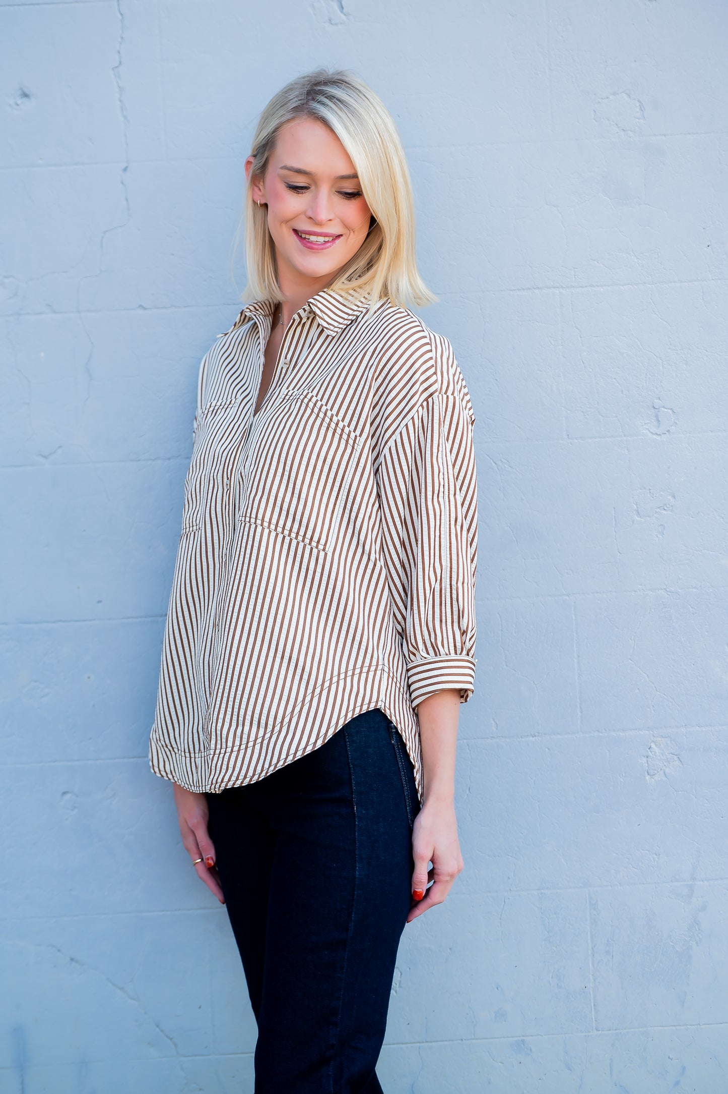 Bradford Stripe Top- Brown