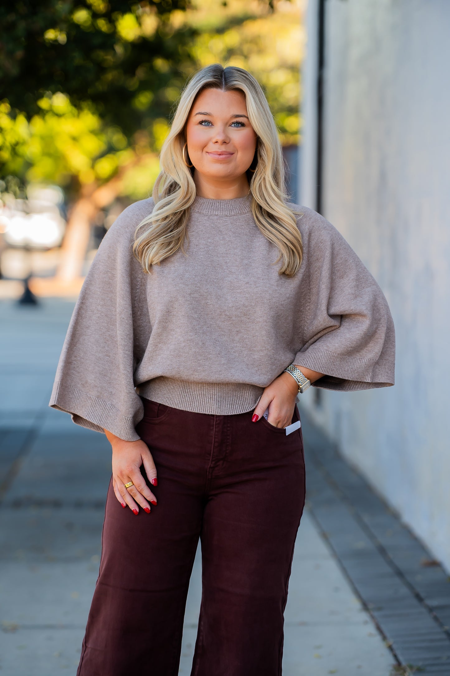 Creede Short Sleeve Sweater-Soft Mocha