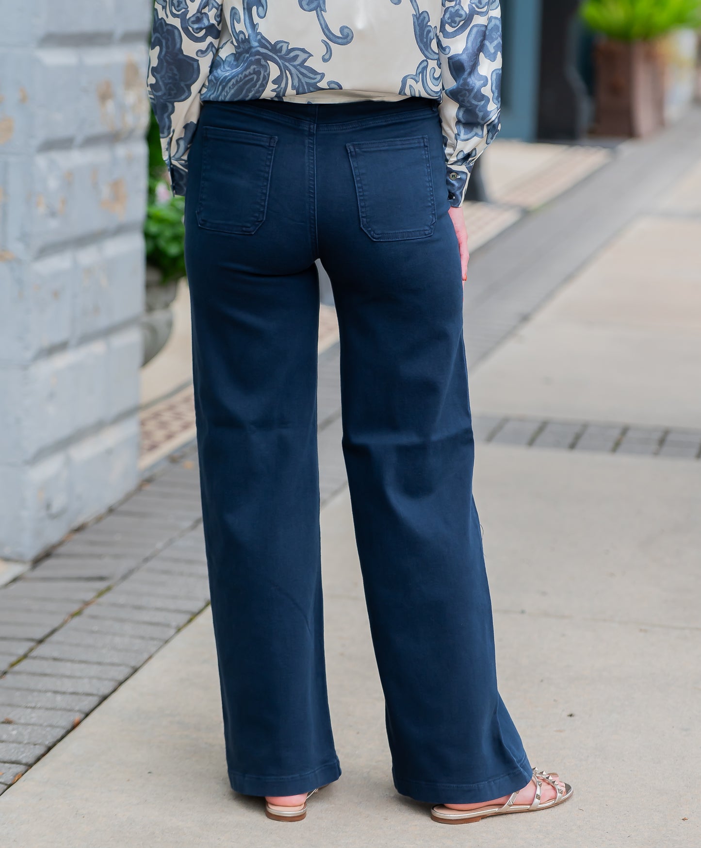 Mimi Mini Patch Pocket Wide Leg Jeans Navy