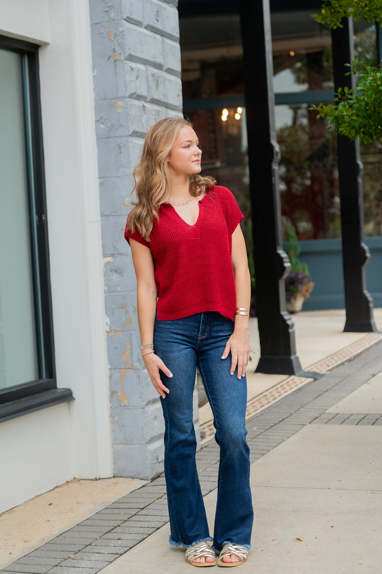 Harlan Split Neck Sweater Top