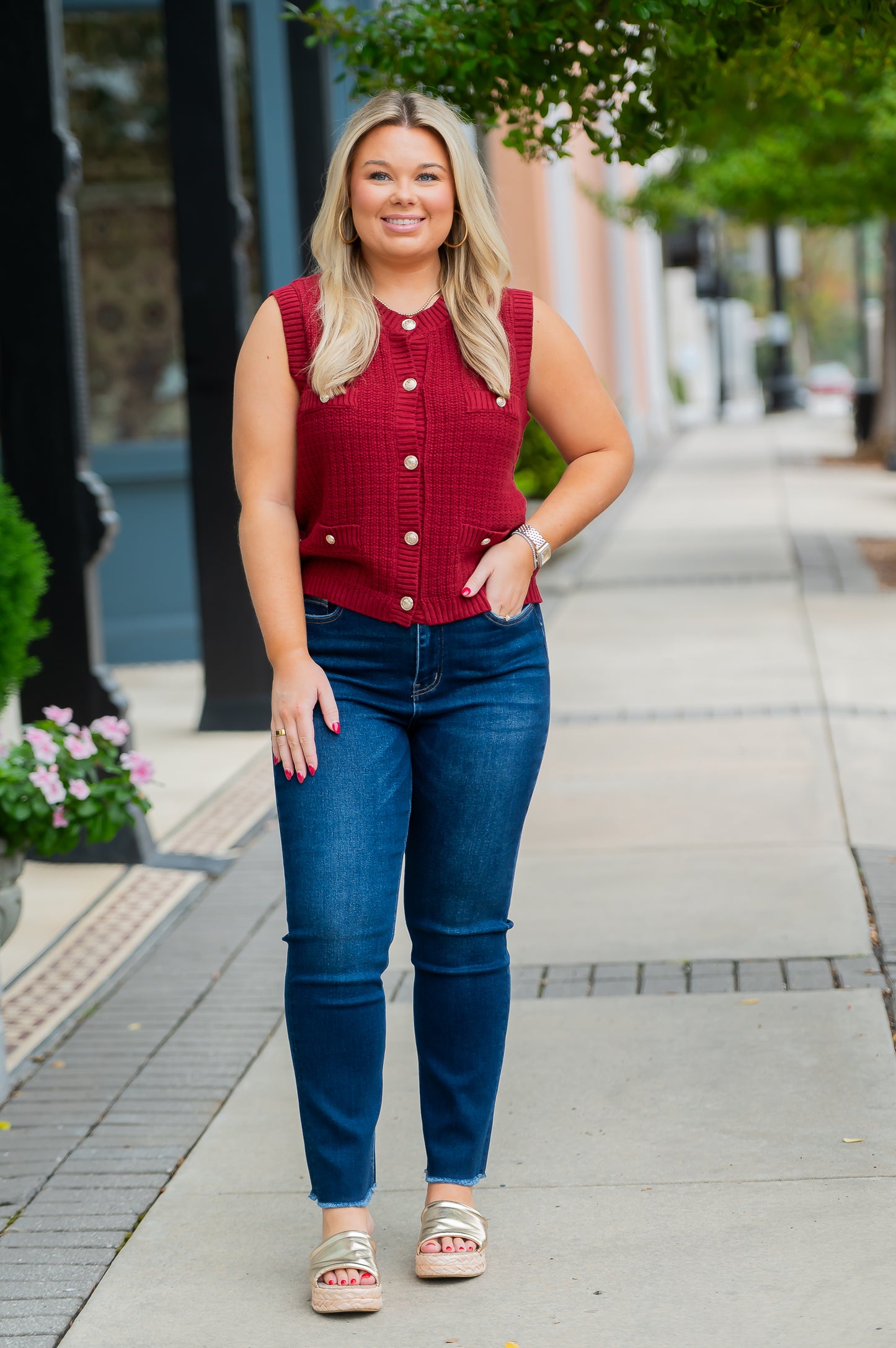 Cloverly Sweater Vest-Red
