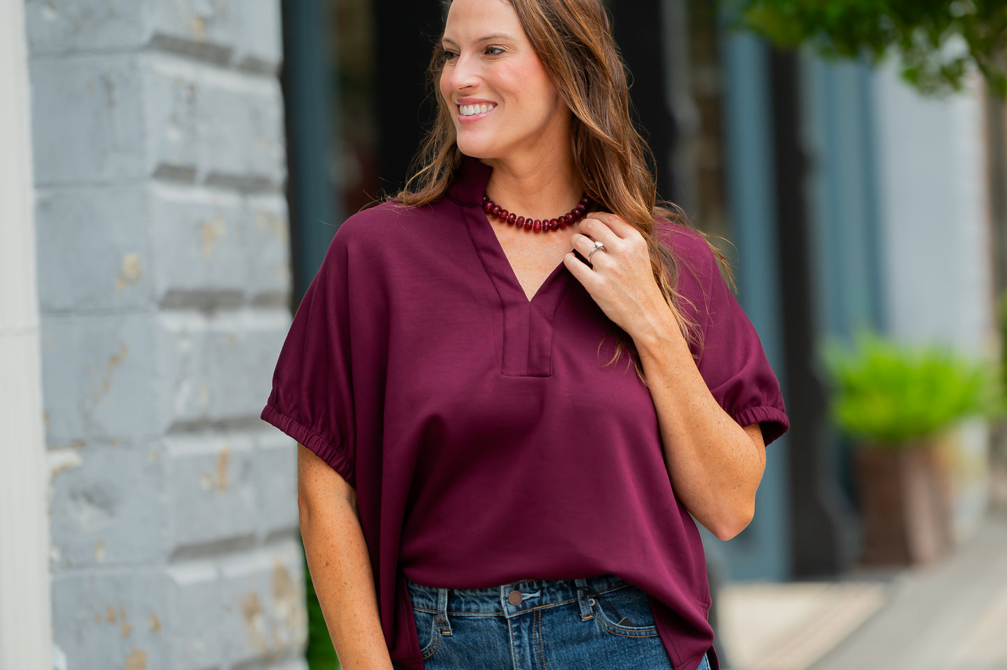 Joanie Soft Knit Top - Burgundy