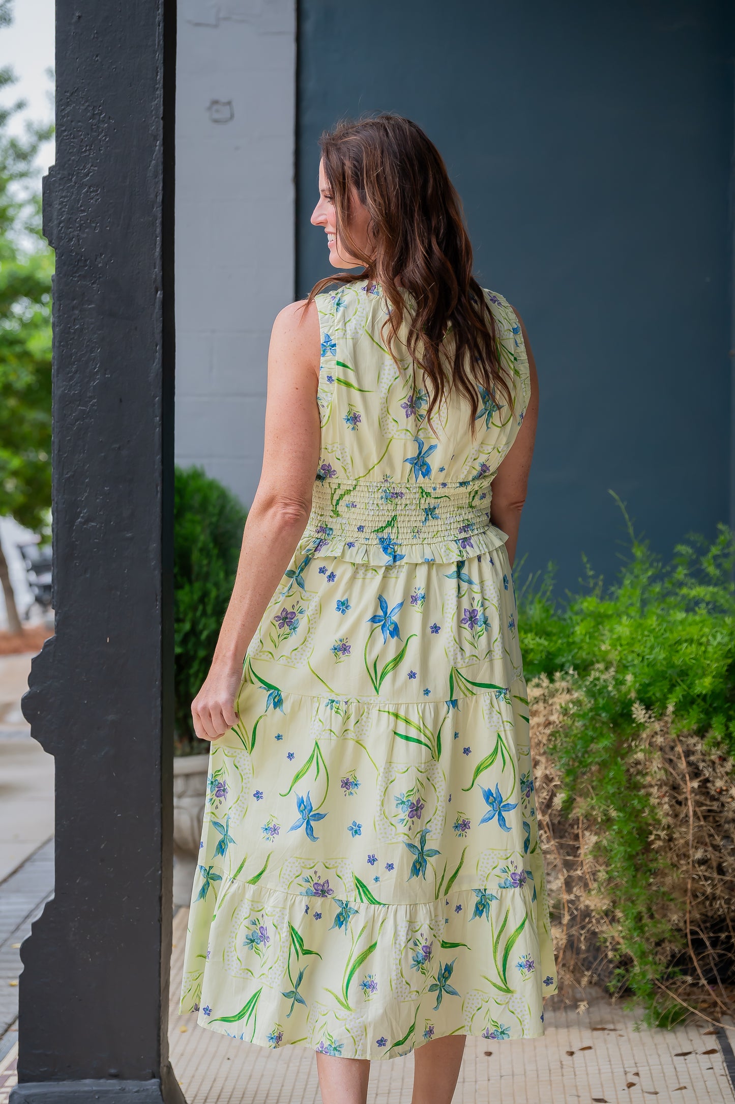 Heflin Floral Print Smocked Waist Dress