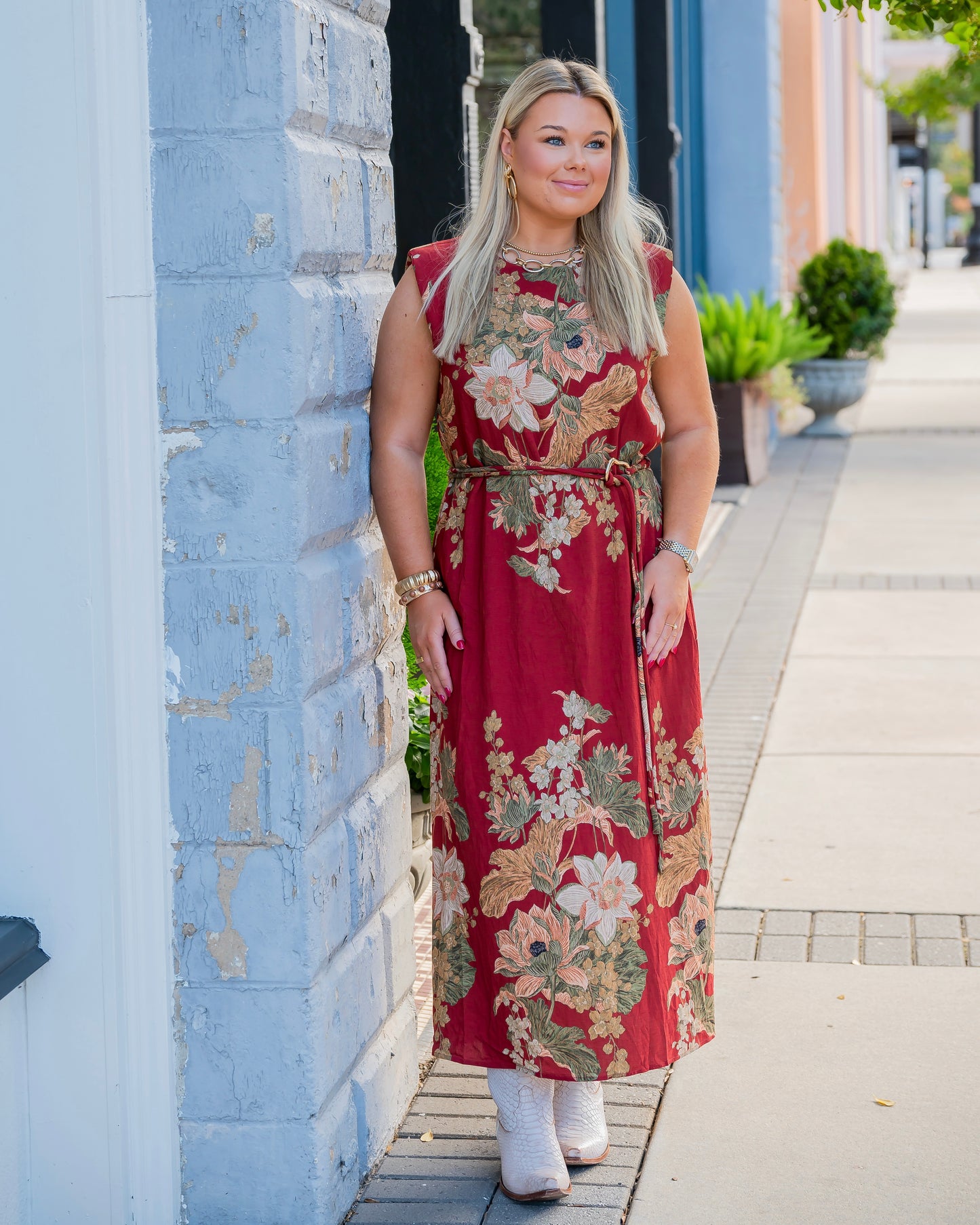 Marcelo Floral Print Dress - Rust
