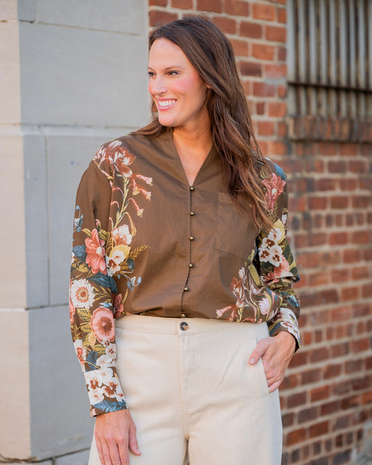 Arthur Floral Top-Brown