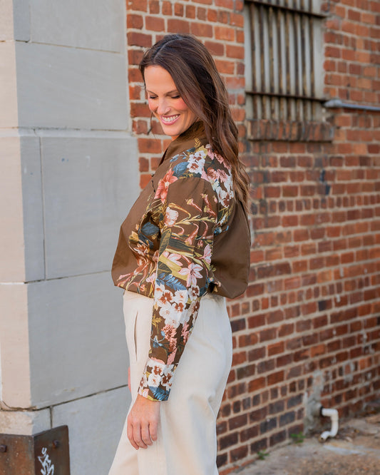 Arthur Floral Top-Brown