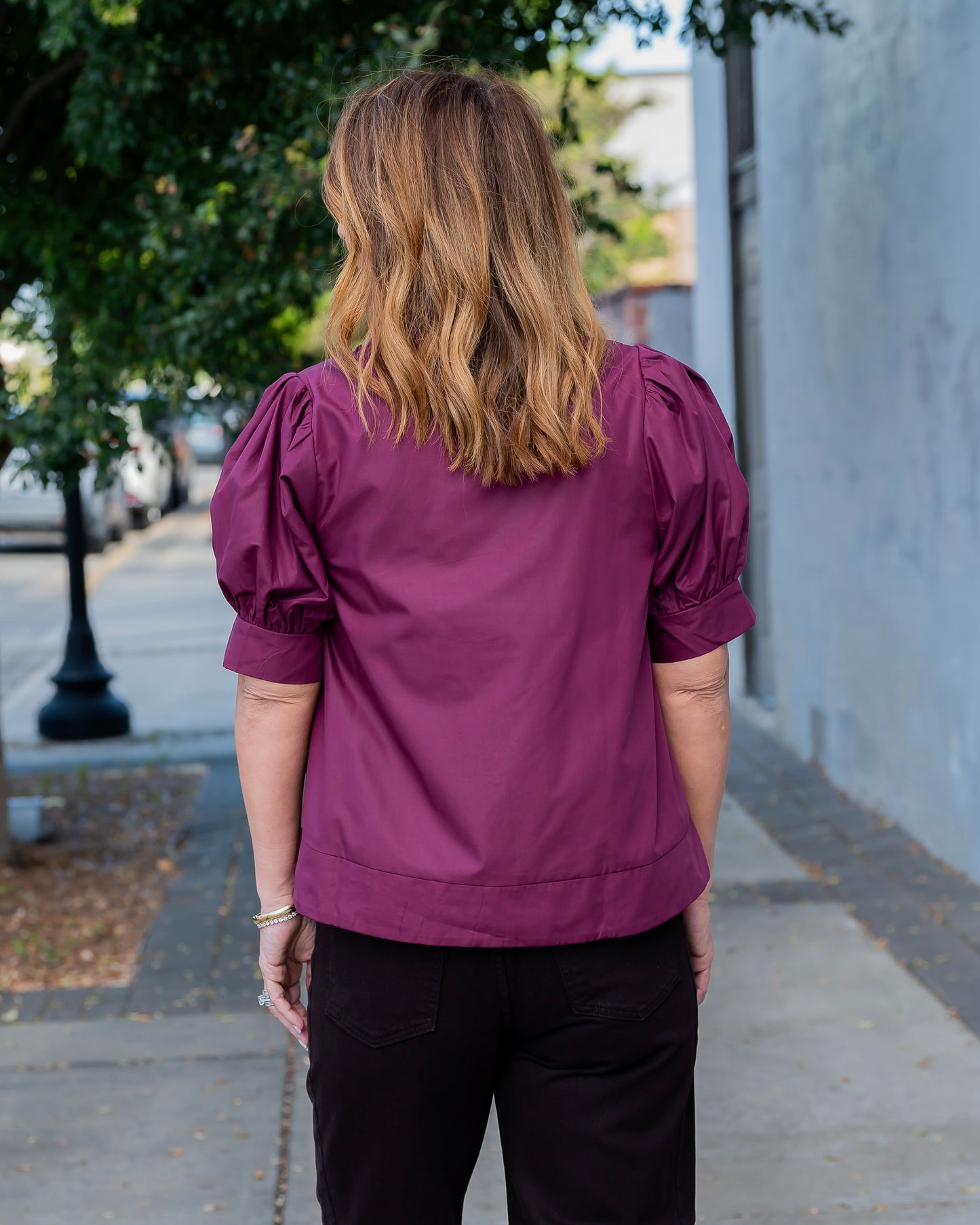 Samuel Studded Top - Burgundy
