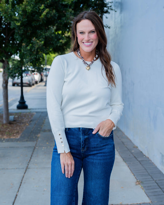 Eva Long Sleeve Sweater - Cream