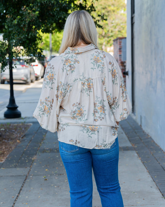 Beth Ann Floral Top - Ecru