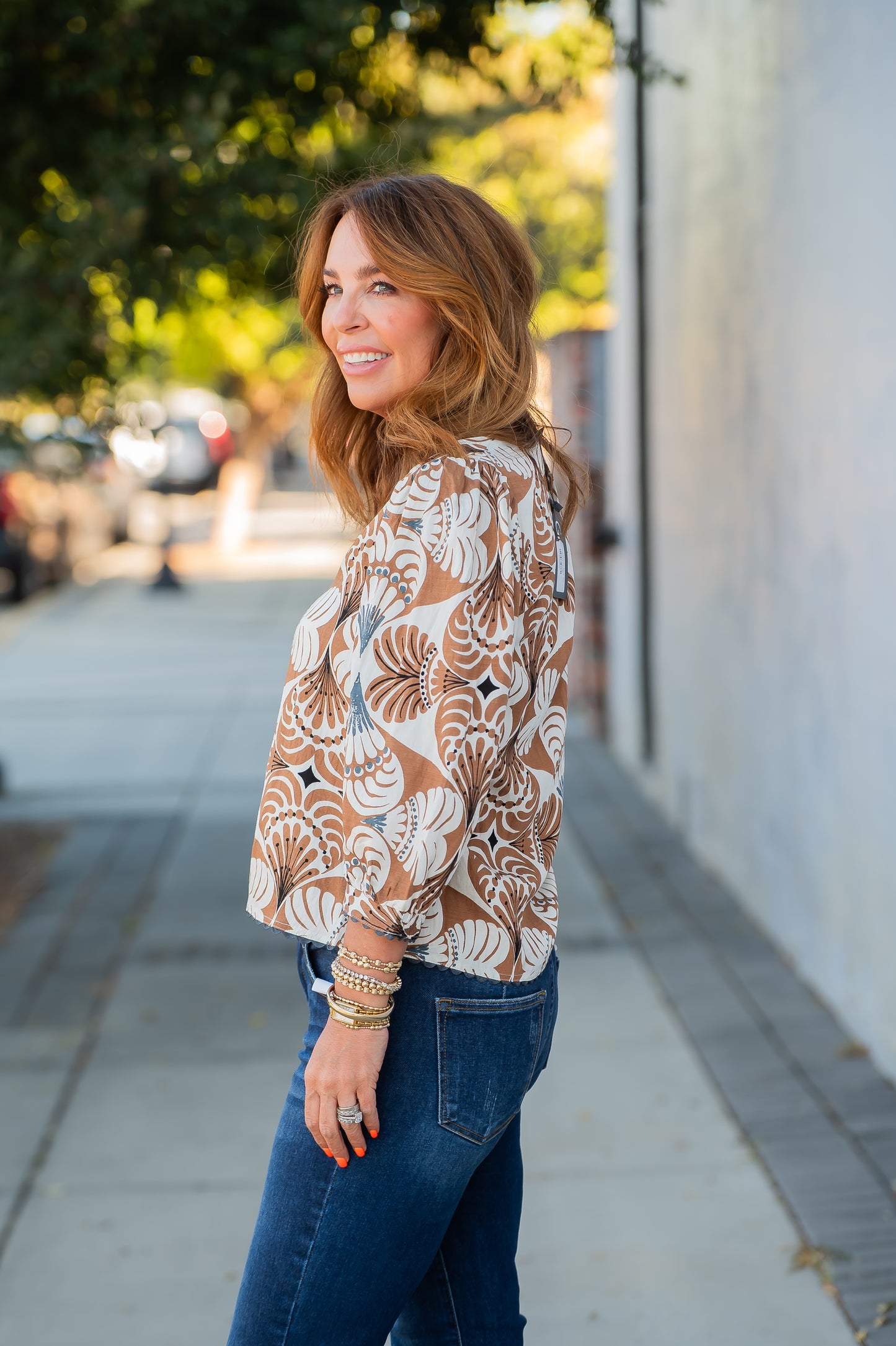 Paulie Printed V Neck Top