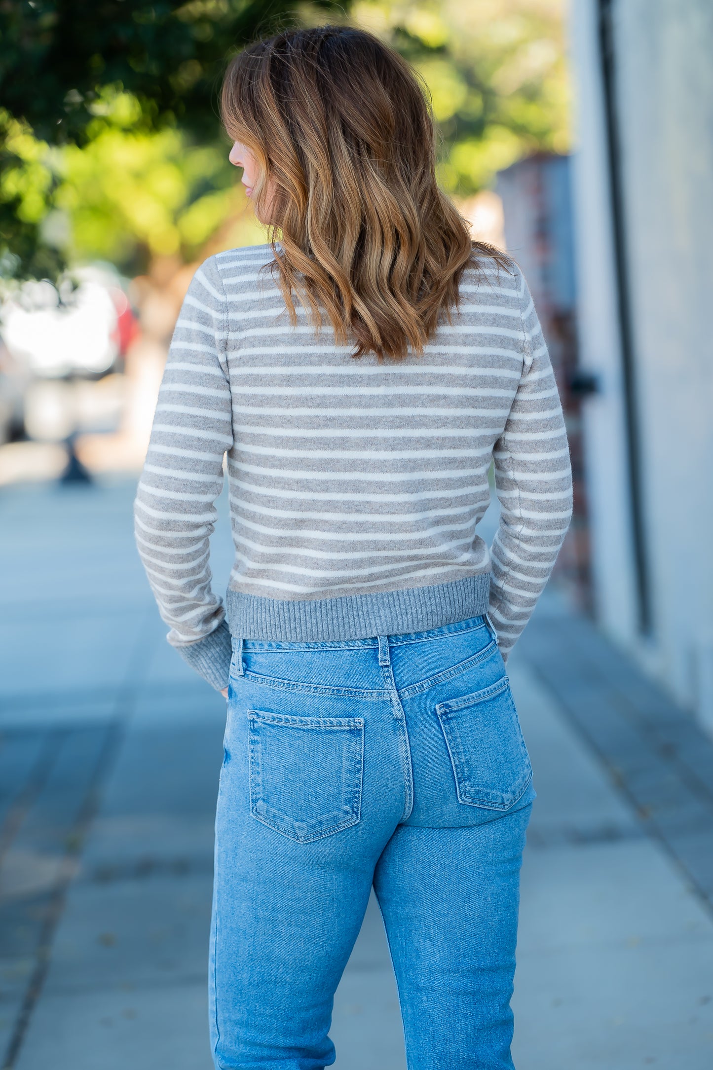Calahan Khaki Stripe Button Front Sweater
