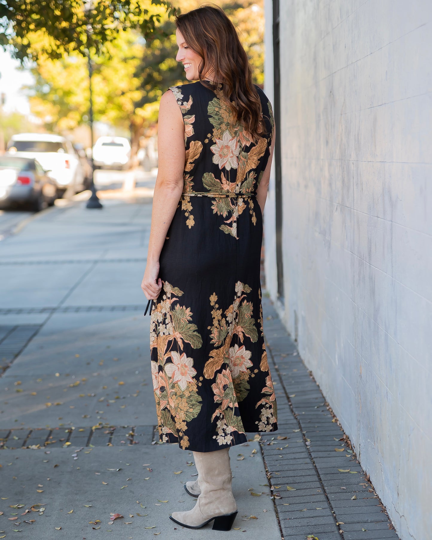 Marcelo Floral Print Dress - Black