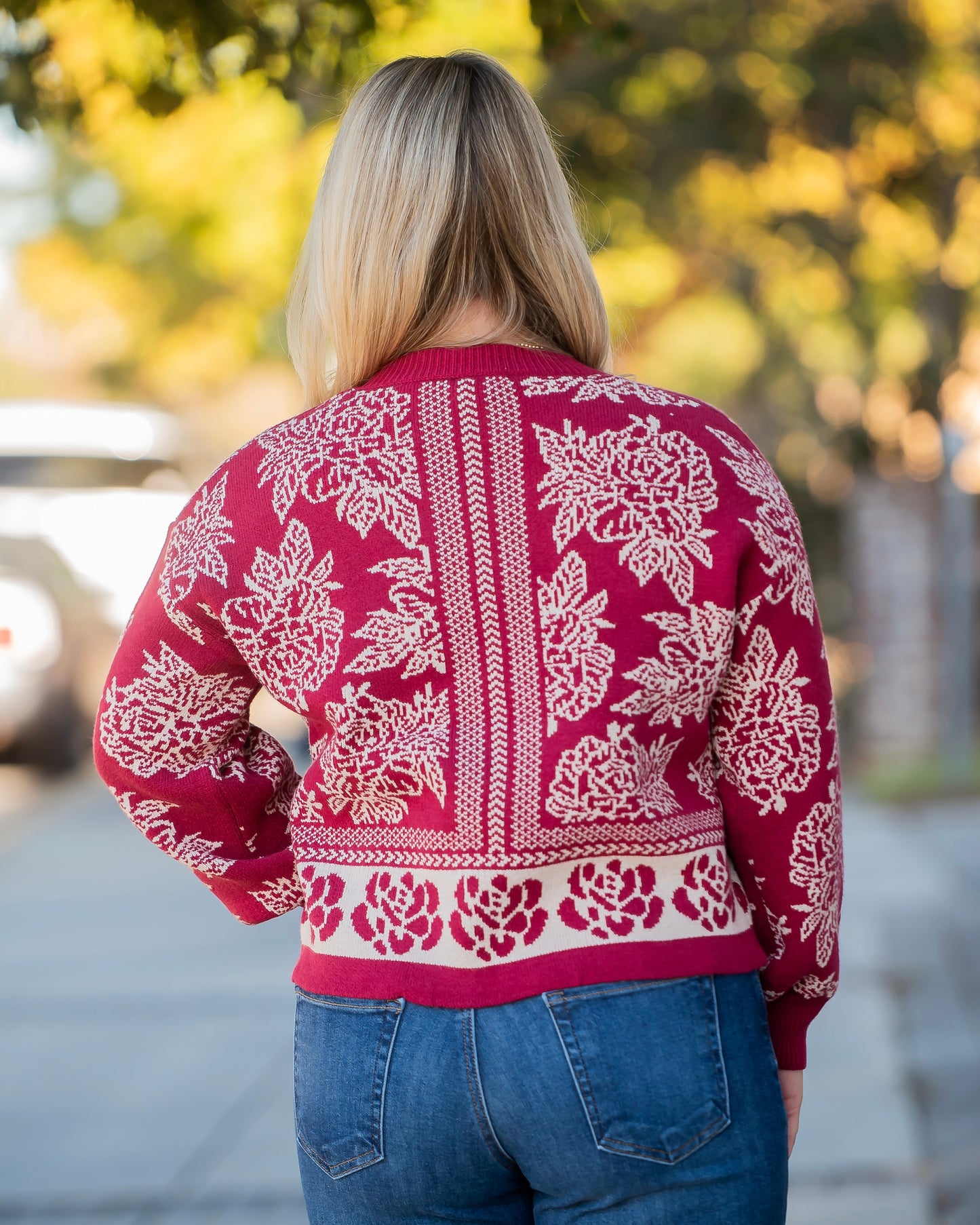 Hughes Floral Sweater-Marsala