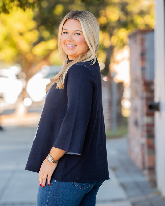 Fargo Flower Sweater - Navy