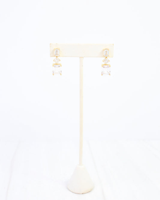 Ethan Emerald Cut CZ Drop Earring WR Gold