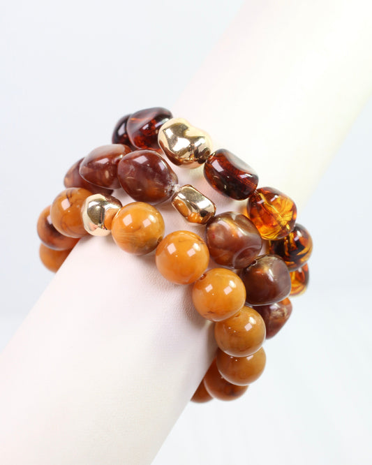 Doris Beaded Bracelet Set Brown