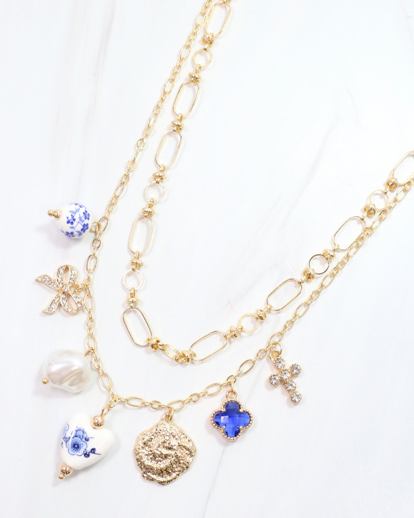 Gwendolyn Layered Charm Necklace Gold