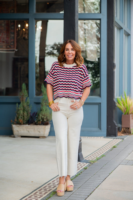 Somersworth Short Sleeve Open Knit Sweater