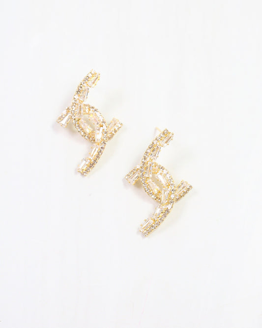 Do the Twist Crystal Earring Gold