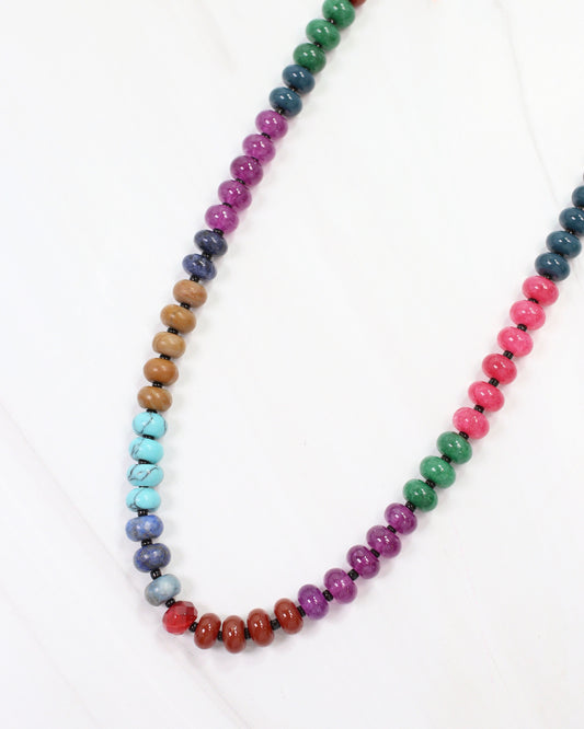 Riviera Beaded Necklace Burgundy Multi