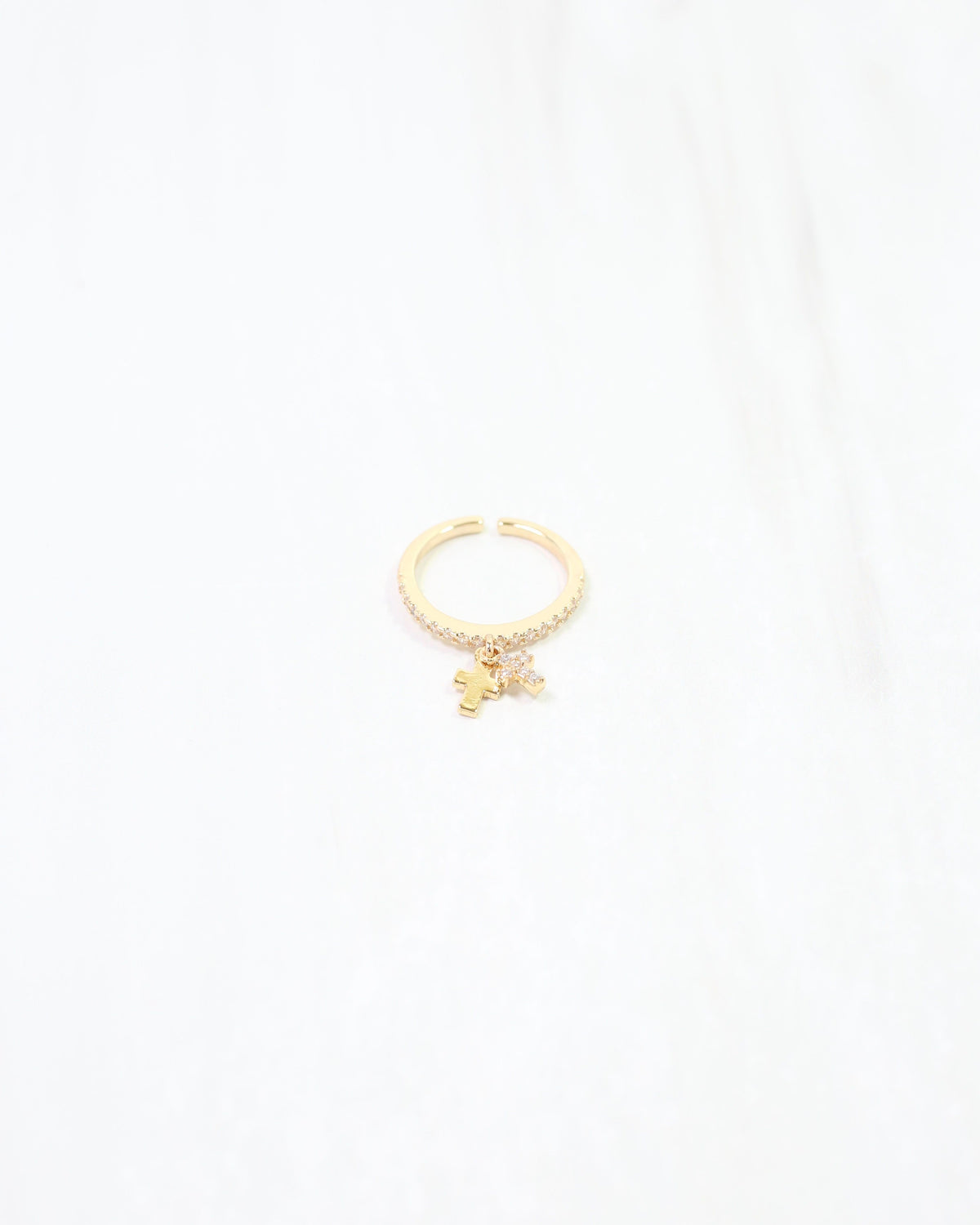 Royce Cross Adjustable Ring WP Gold