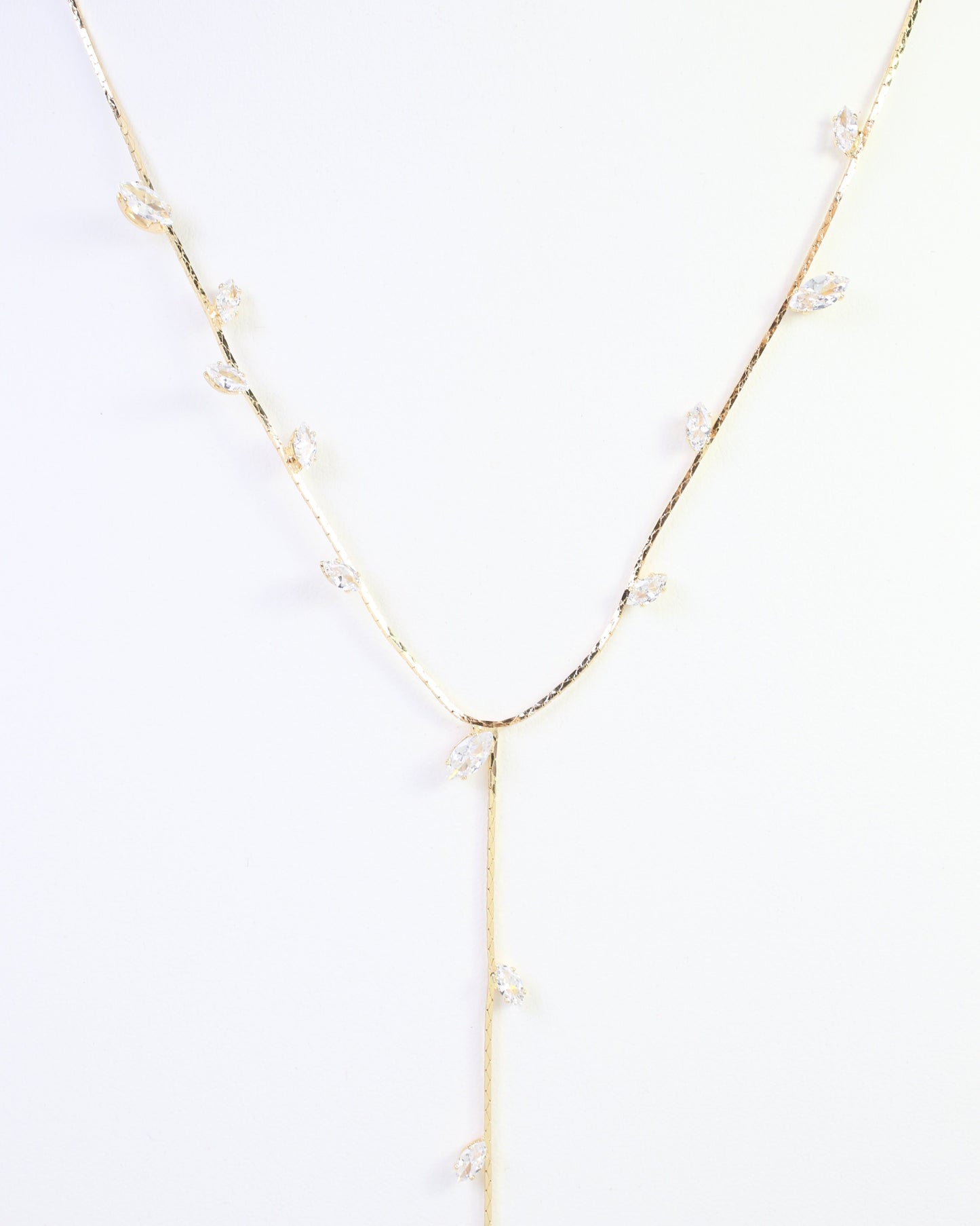 Lina Rhinestone Y Necklace Gold