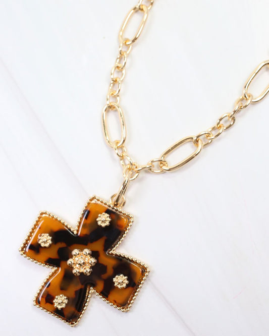 Carol Large Cross Charm Tortoise