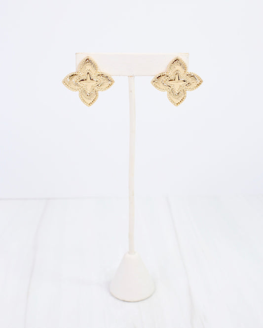 Eufaula Quatrefoil Post Earring Gold