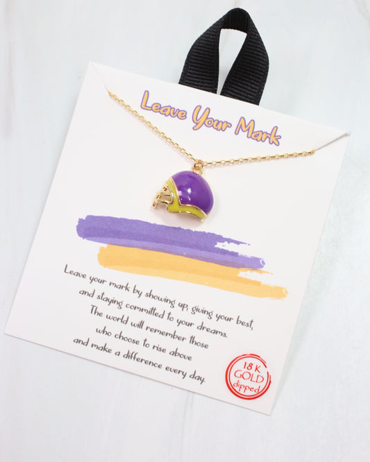 Enamel Helmet Necklace Purple Gold