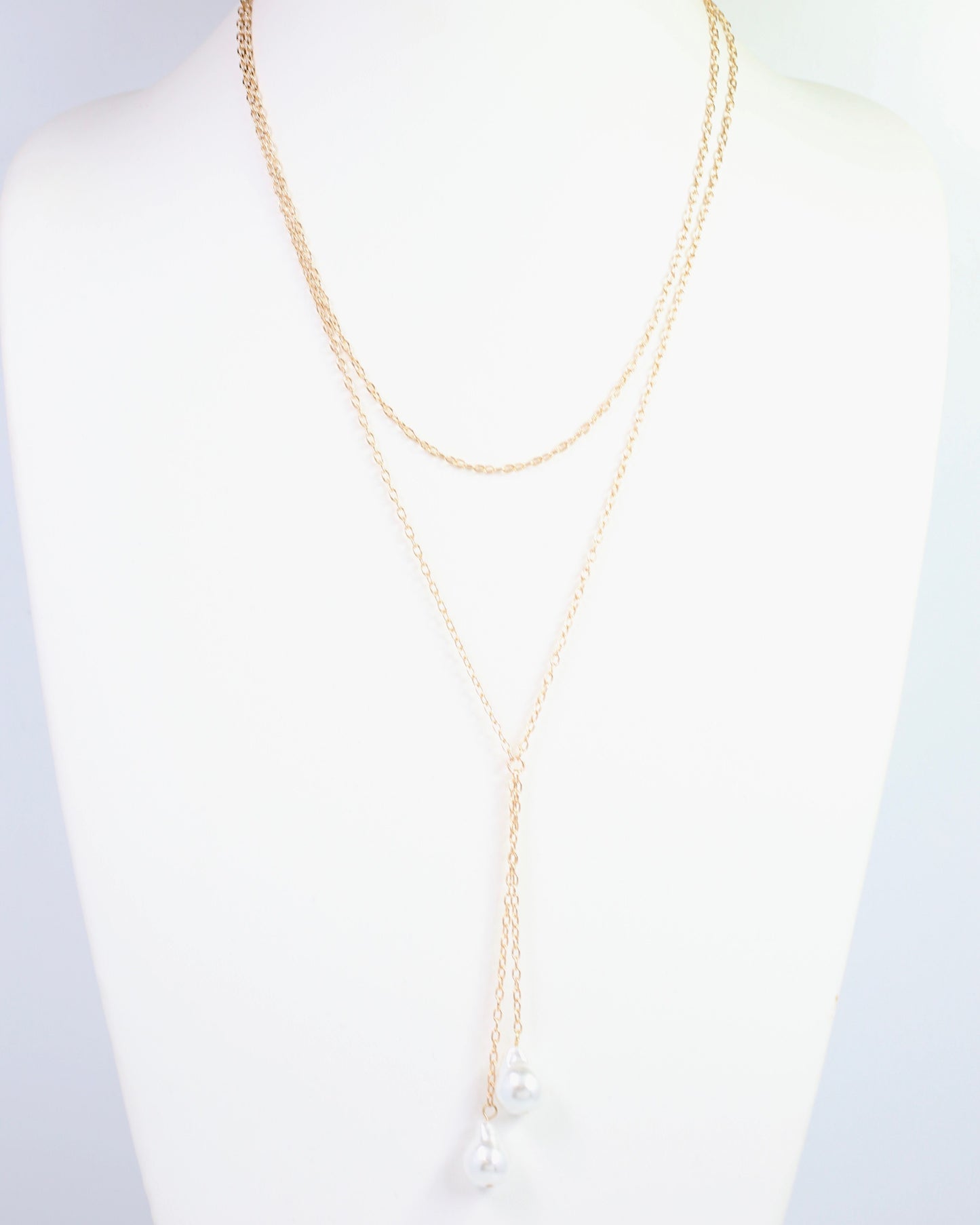 Ashmore Baroque Pearl Y Necklace Gold