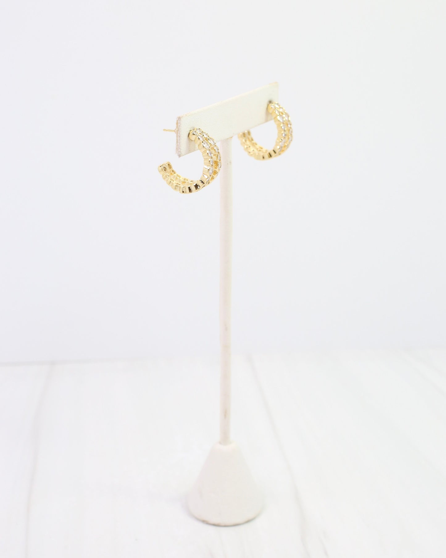 Andrea Two Row CZ Hoop Gold