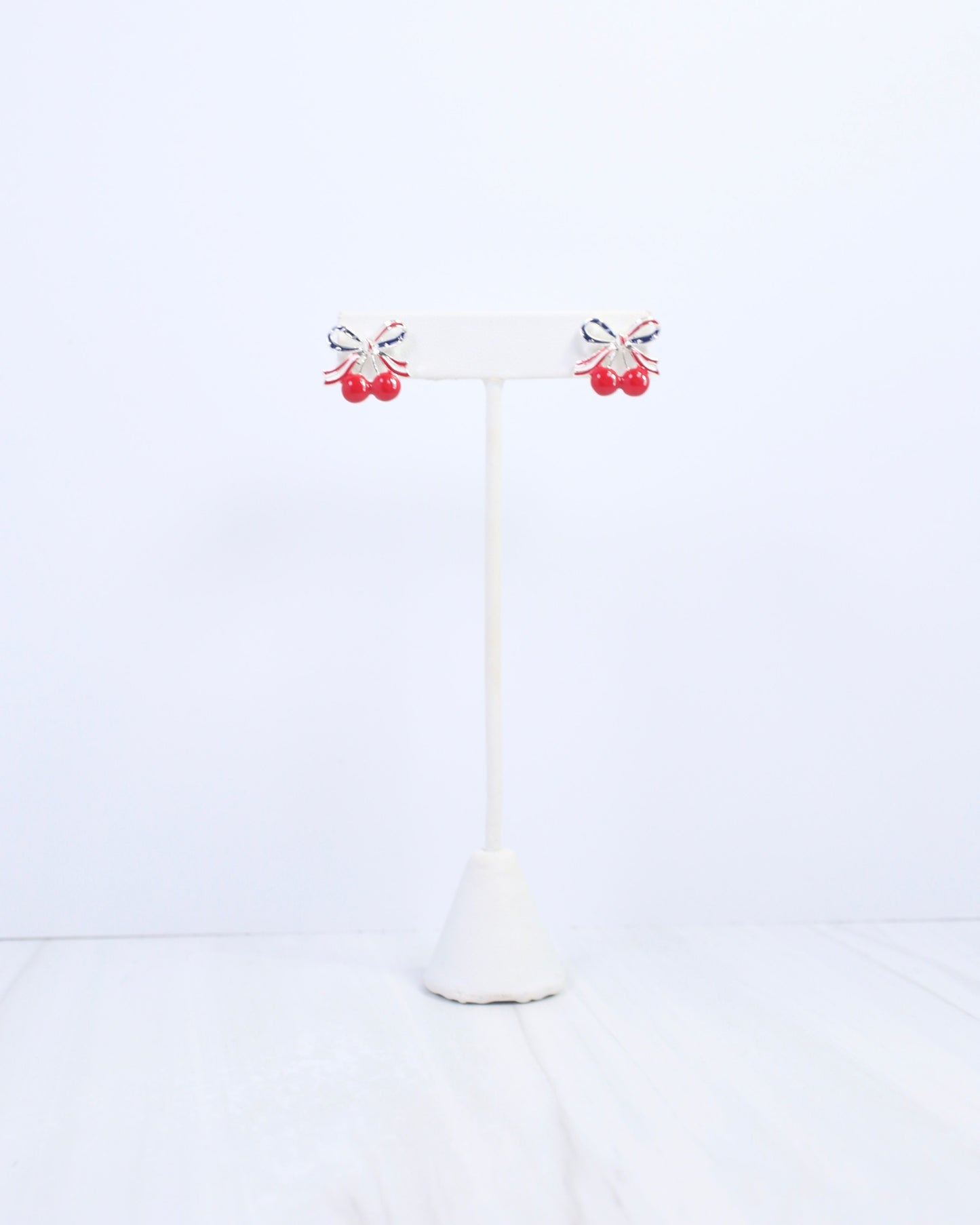 All American Cherry Bow Earring Red Blue