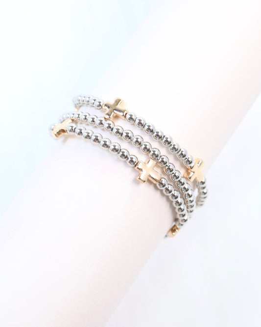 Milano Cross Bracelet Set Gold Silver