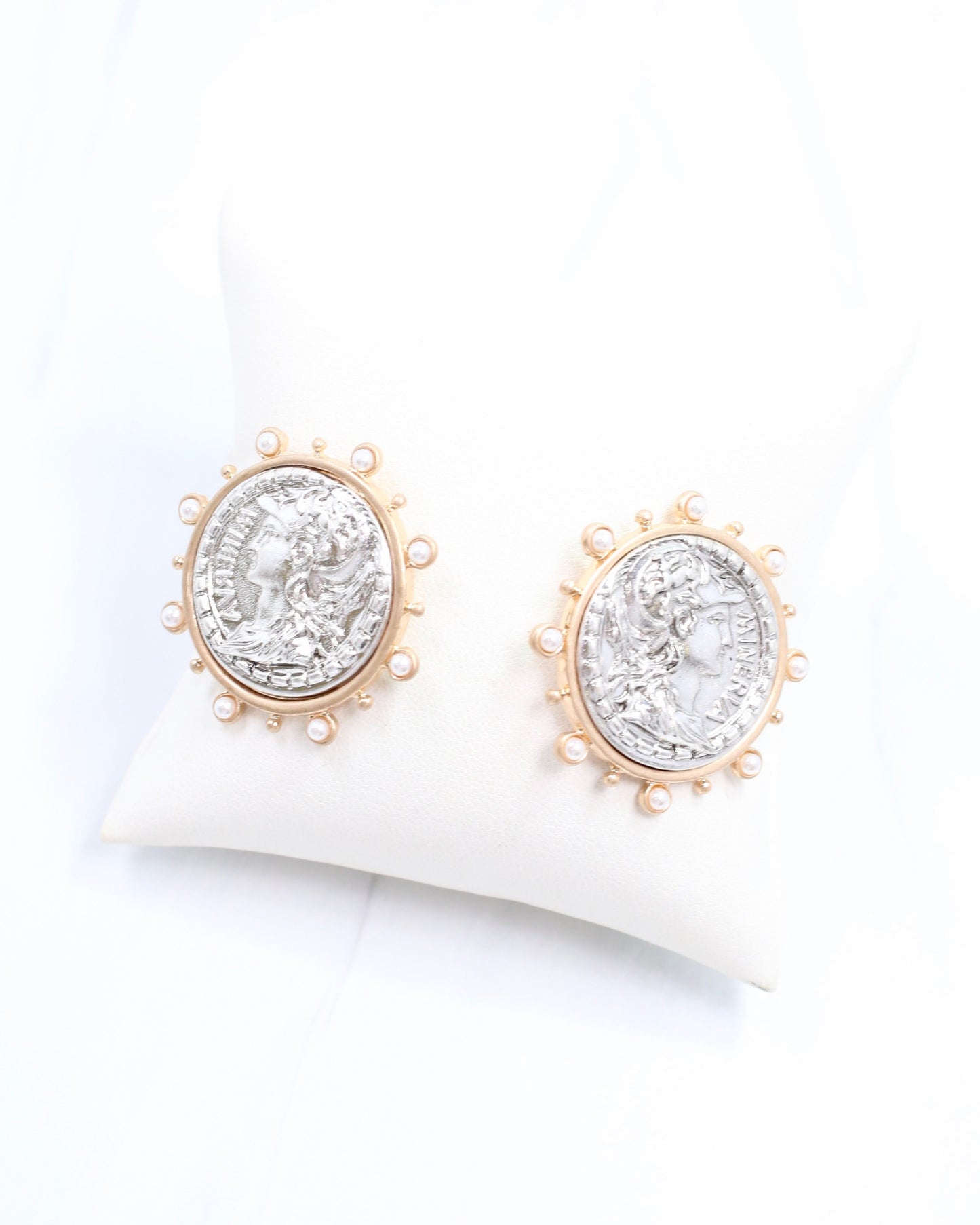 Anna Kate Coin Earring Worn Silver