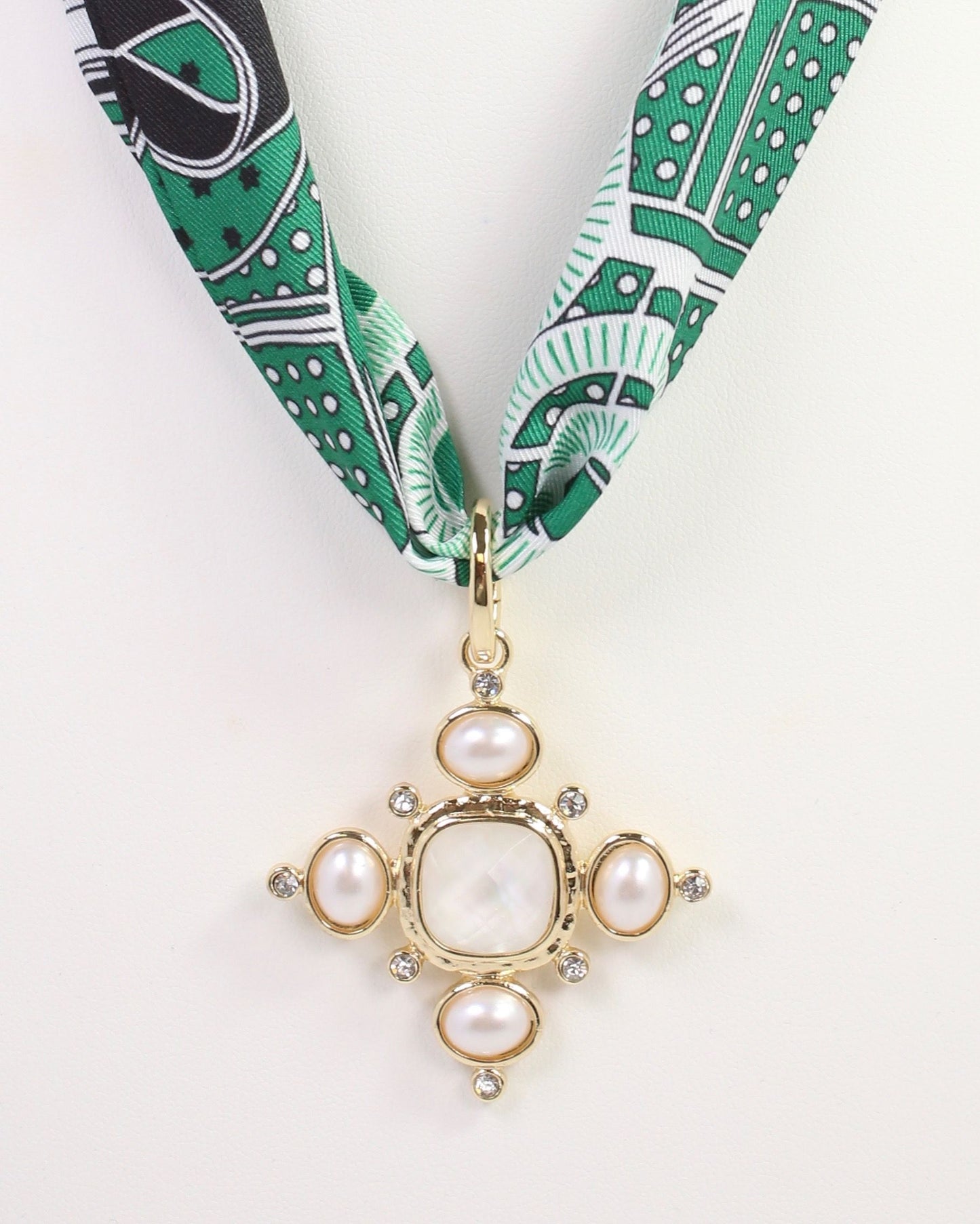 Cline Pearl and CZ Charm Gold