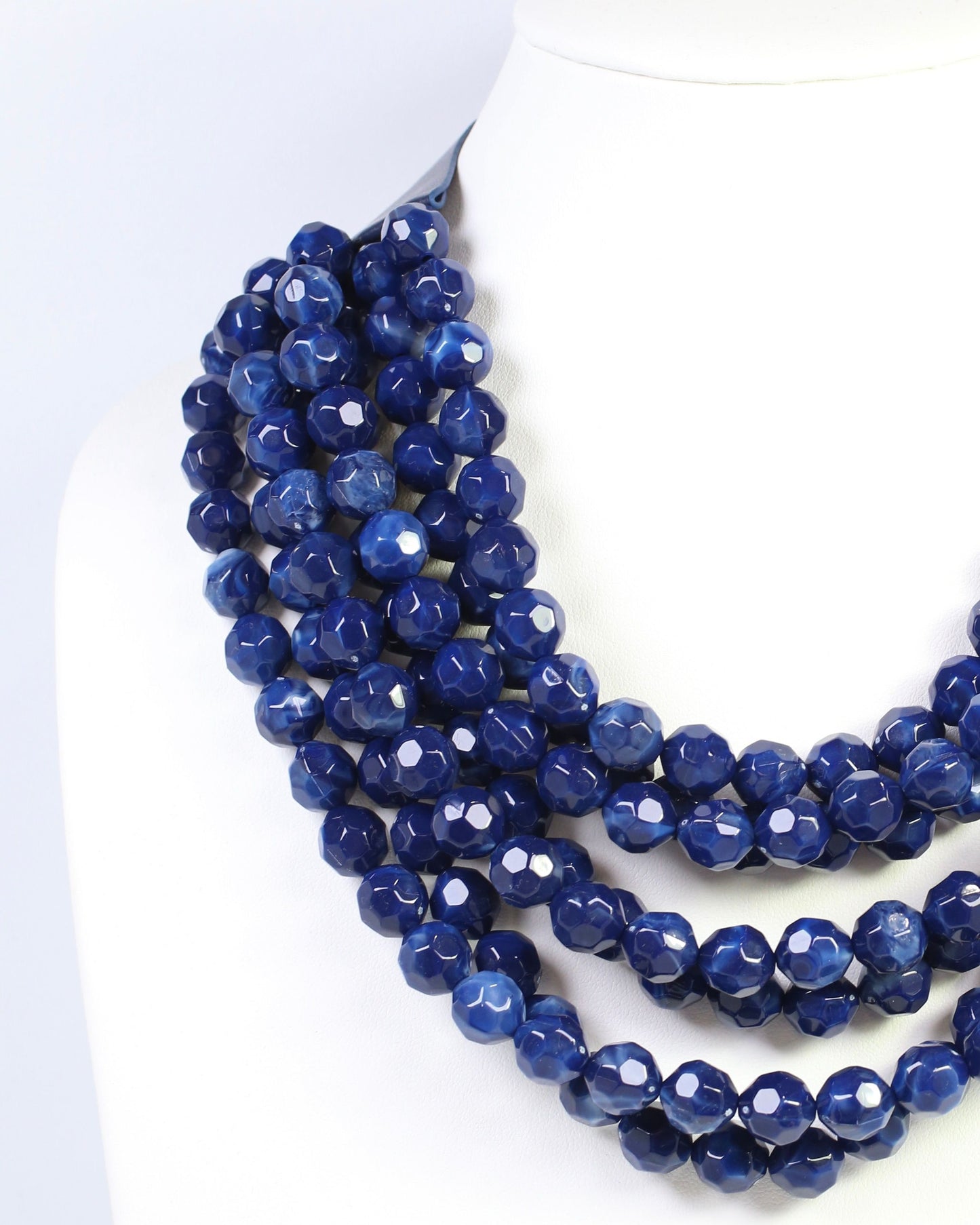 Cadence Multi Layered Beaded Necklace Navy