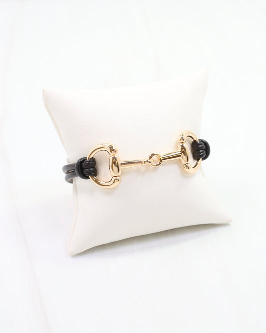 Ellery Horsebit Cord Bracelet Black