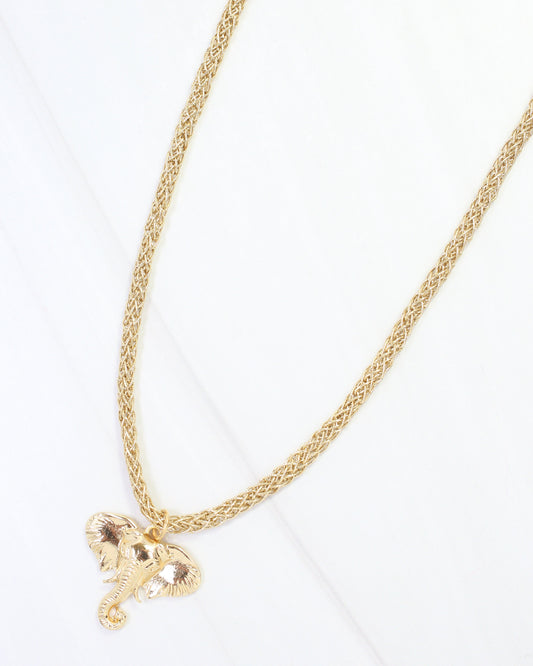 Corie Cord Necklace Elephant Gold