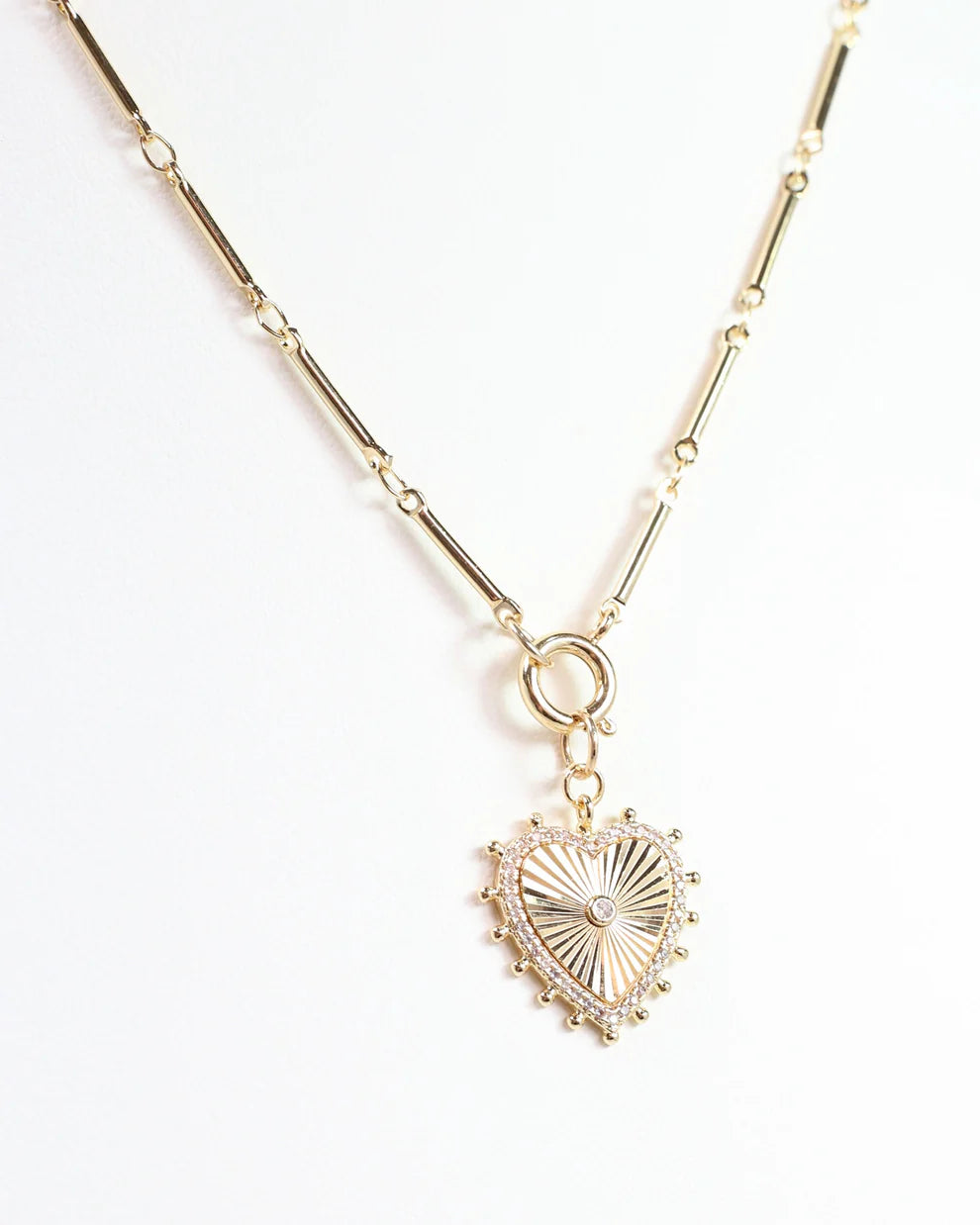 Dana Point Heart Charm Necklace Gold