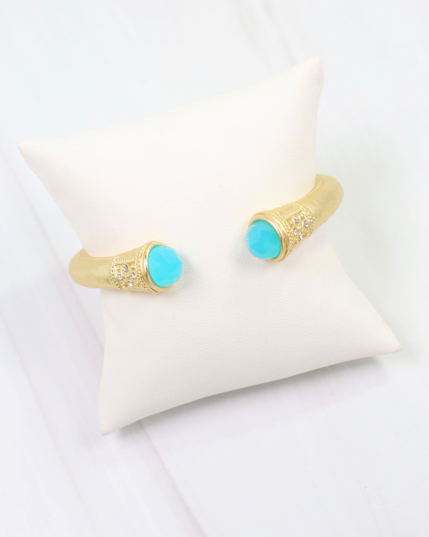 Colette Hammered Hinged Cuff Bracelet Aqua