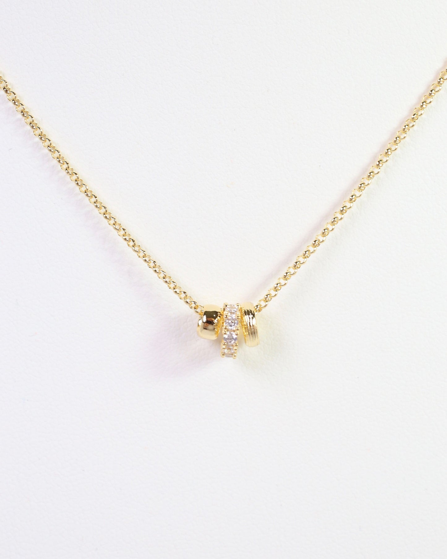 Kearney CZ Rondelle Charm Necklace WR Gold