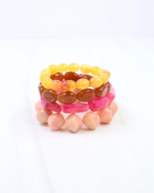 Joplin Marble Beaded Bracelet Set Pink